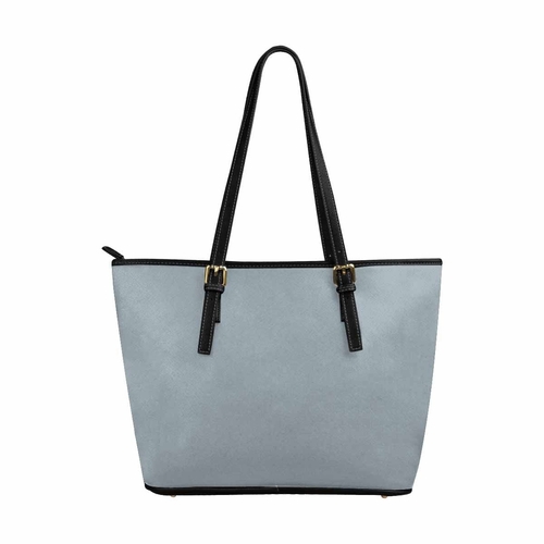 Large Leather Tote Shoulder Bag - Misty Blue Gray