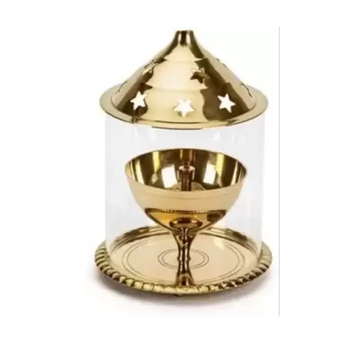 Glass, Brass Table Diya PACK OF 1 GOLDEN