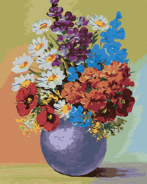 Paint by Numbers - FLOWERS IN A BLUE VASE