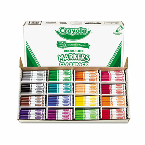 Crayola 588201 Non-Washable Classpack Markers  Broad Point  16 Assorte