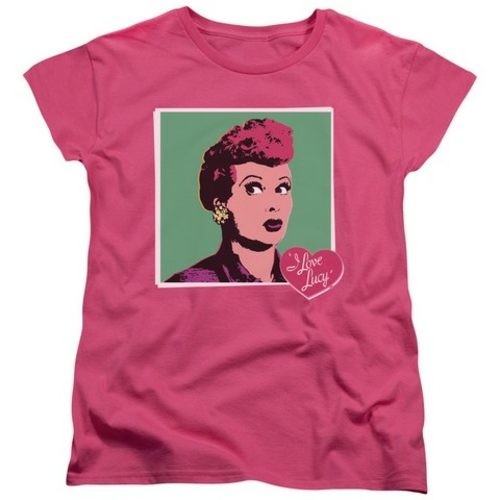 Lucy-I Love Worhol Short Sleeve Womens Tee, Hot Pink - Large