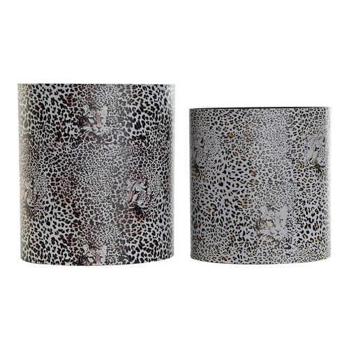 Rubbish bin DKD Home Decor Wood Canvas (2 pcs)