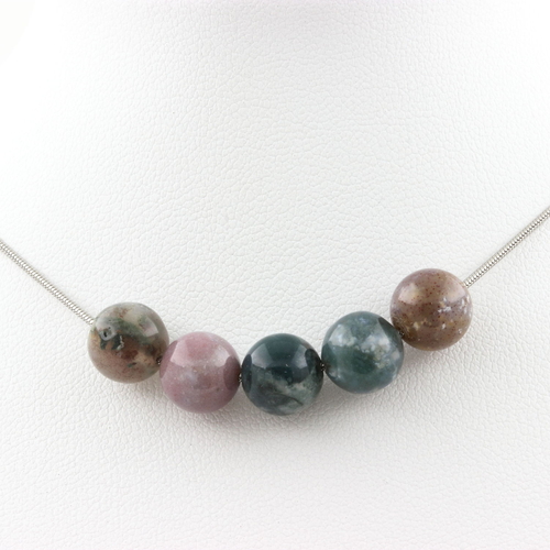 Indian Agate 5 beads necklace 8 mm