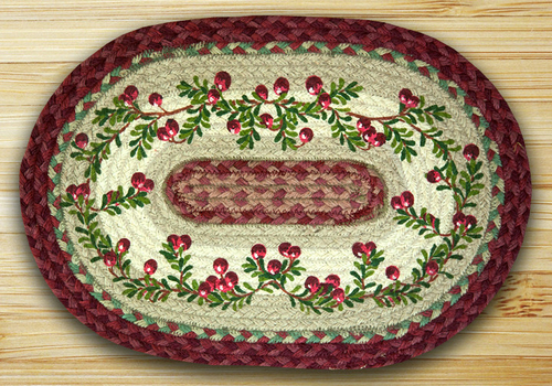 Earth Rugs 48-390C Oval Shaped Placemat- Cranberries