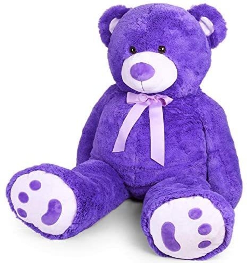 6 Feet Big Purple fur Teddy Bear with PAW, 72 Inch Purple Fur Teddy