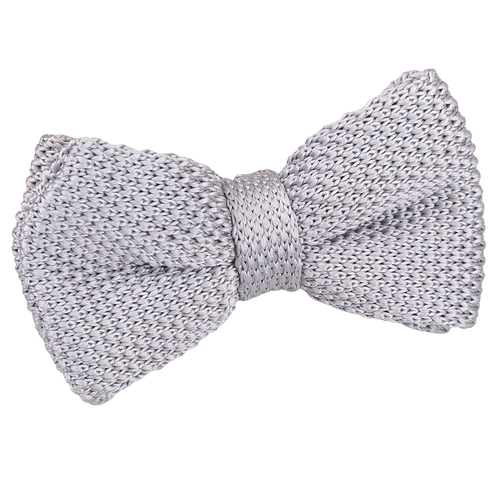Plain Knitted Pre-Tied Bow Tie - Boys - Silver