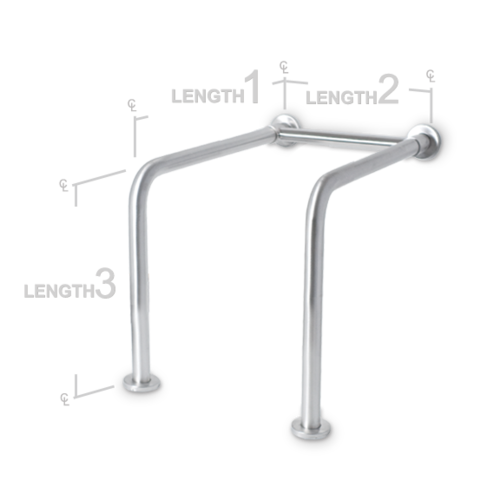 AJW UG20-N302433 30 X 24 X 33 In. Concealed Set Screw Flange Grab Bar 