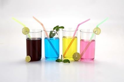 Glossy 6 Pcs Plastic Stylish Transparent Unbreakable Water Glass/Juice
