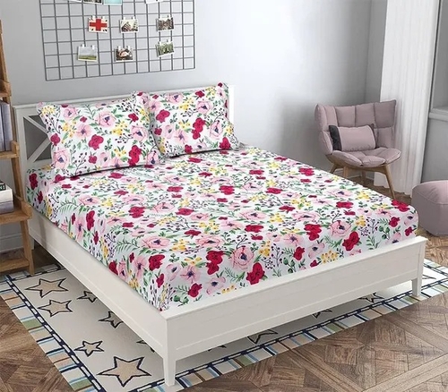 GLOBAL HOME SOFT GLACE COTTON MICROFIBER PRINTED DOUBLE BEDSHEET WITH