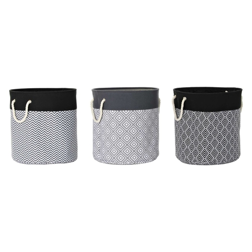 Laundry basket DKD Home Decor Printed Black Grey White 45 x 45 x 50 cm