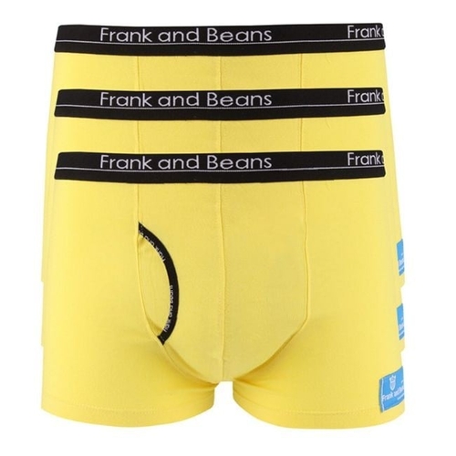 3 Mens Boxer Briefs Cotton Trunks Yellow