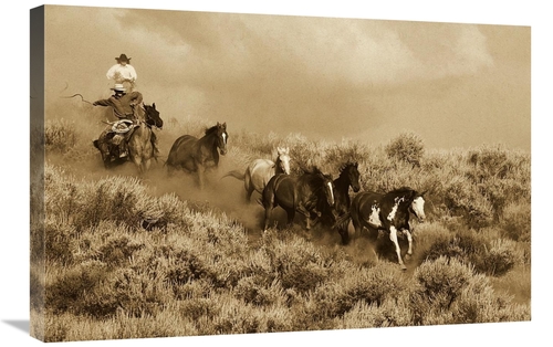 Global Gallery GCS-453703-2030-142 20 x 30 in. Cowboys Herding A Horse