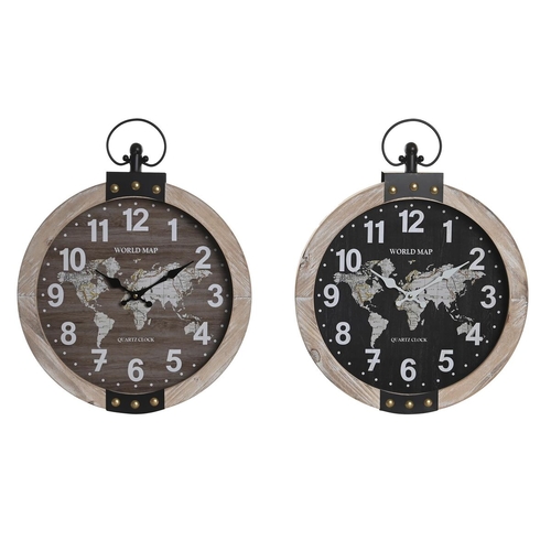 Wall Clock DKD Home Decor 40 x 6,5 x 46 cm Black Brown Iron Vintage