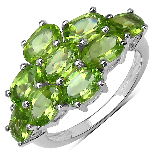 4.05 Carat Genuine Peridot .925 Sterling Silver Ring