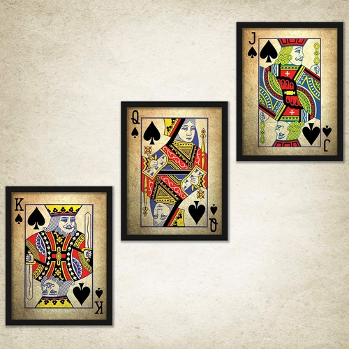 Poker Playing Card Vintage Art Posters with Frame for Home, Office,