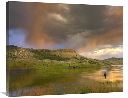28 x 35 in. Thunderstorm with Lightning Strike Over Curecanti National