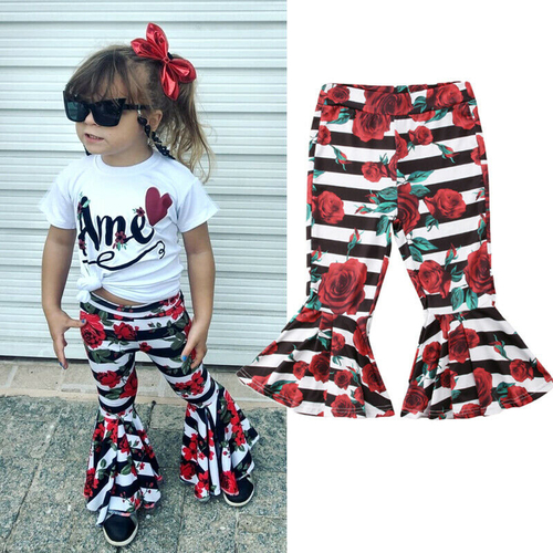Toddler Kids Baby Girls 1 6Y Flare Pants Stripes