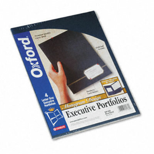 Oxford 04162 Monogram Series Business Portfolio- Cover Stock- Blue/Gol
