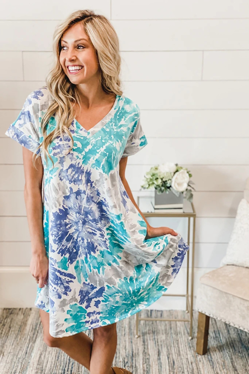 Remain the Same Blue Tie Dye Dress