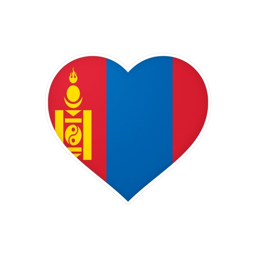 Autocollant en coeur Drapeau de la Mongolie en plusieurs tailles