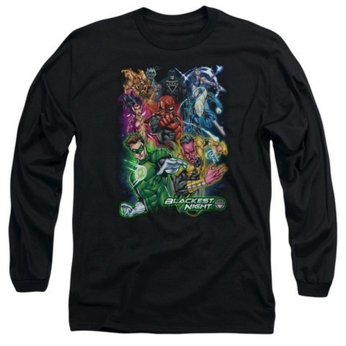 Trevco Green Lantern-Blackest Group Long Sleeve Adult 18-1 Tee, Bl