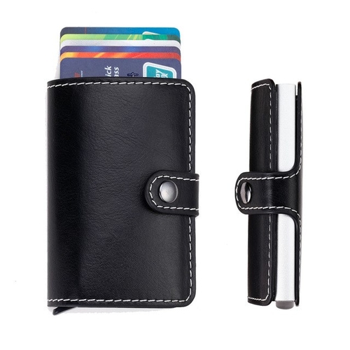 Fashion Women Men ID Credit Card Protector Leather