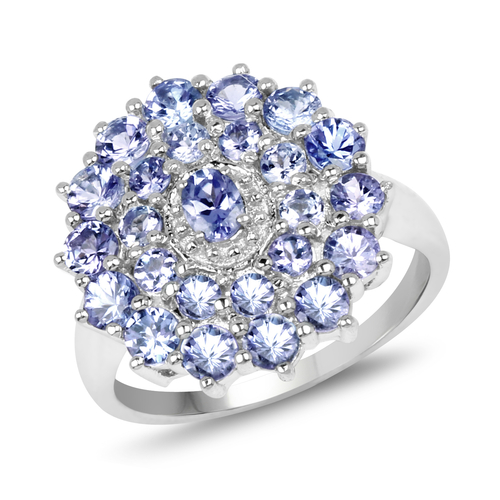 2.27 Carat Genuine Tanzanite .925 Sterling Silver Ring