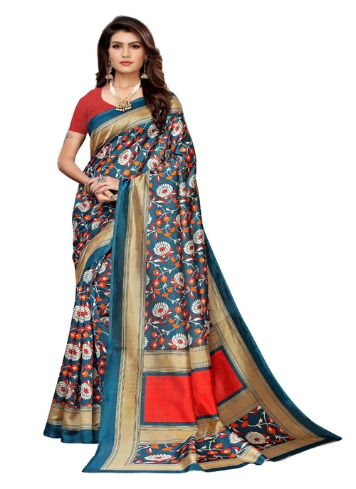 Generic Women's Art Silk Saree (Multi, 5-6 Mtrs)