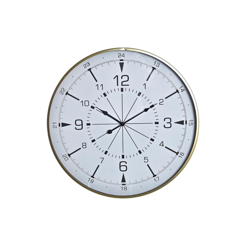 Wall Clock DKD Home Decor Crystal Golden Metal White Compass (60 x 3 x