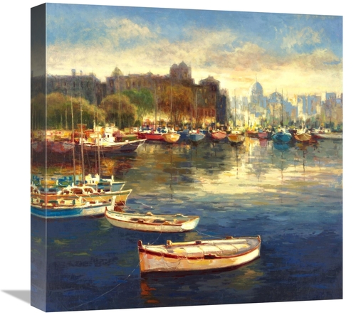 Global Gallery GCS-39151-1818-142 18 x 18 in. Harbor At Dusk Art Print