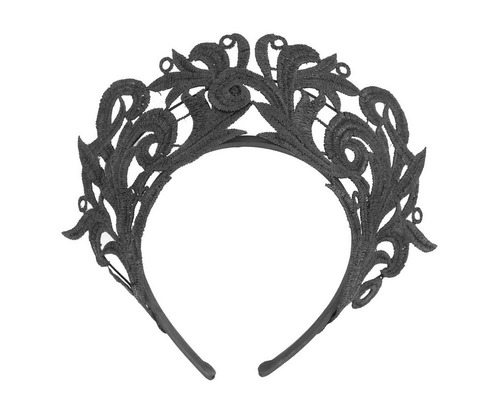 Modern black crown racing fascinator