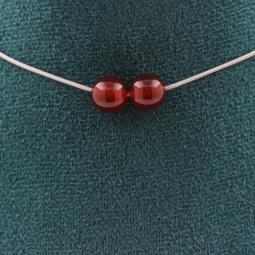 Red Agate 2 beads necklace 8 mm