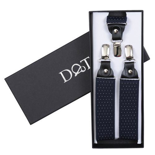 Polka Dot Braces - Navy Blue