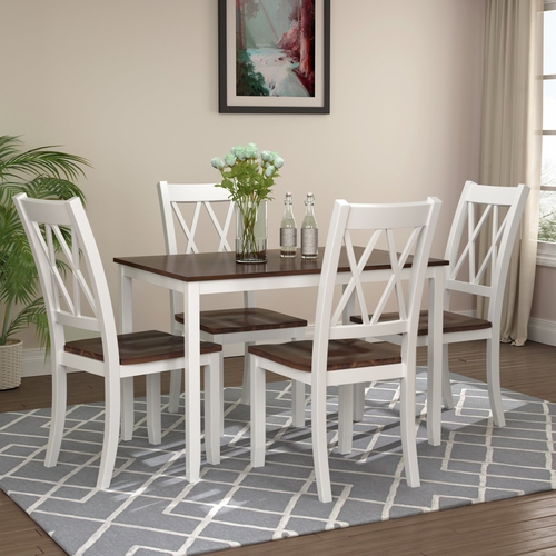 5-Piece Dining Table Set Home Kitchen Table and Chairs Wood Dining