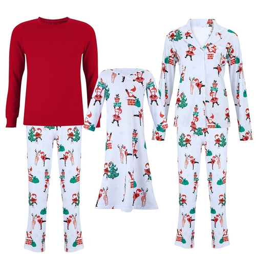 Women Christmas Pajamas Set Tree Print Long Sleeve