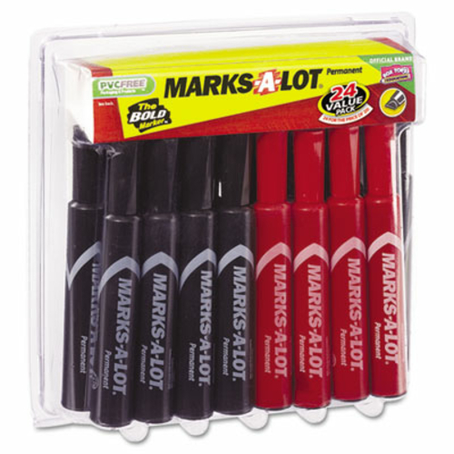 Avery 98187 Permanent Markers  Regular Chisel Tip  4 Red  20 Black Pac