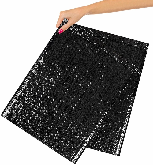Metallic Black Bubble Mailers 12 x 17, Poly Padded Envelopes Pack of