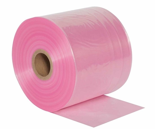 Roll of Pink Anti-Static Poly Tubing 12" x 500’. Heavy-Duty Poly
