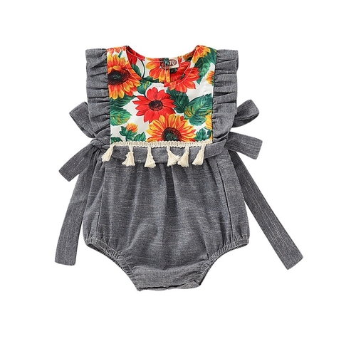 Fashion Newborn Baby Girls Sunflowers Print Romper