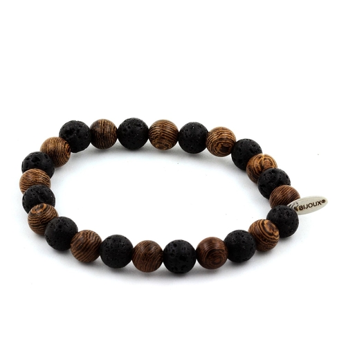 Lava + wood Bracelet 8 mm.