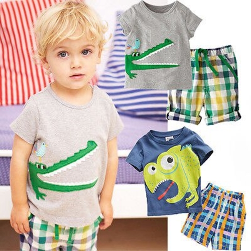 Kid Boys Cotton meninas animal partten Outfits Set
