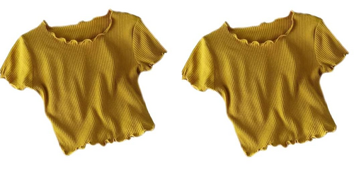 YELLOW Half Sleeve top Girl's Women's Ribbed Half Sleeve Top with