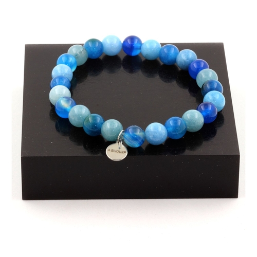 Blue Chalcedony + Aquamarine + Blue Banded Agate + Apatite Bracelet