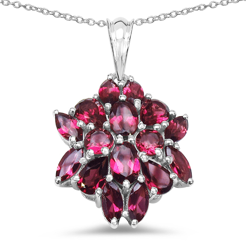 5.64 Carat Genuine Rhodolite .925 Sterling Silver Pendant