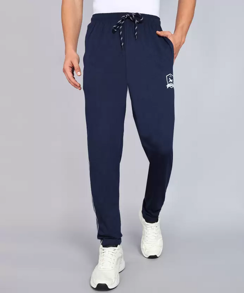 Men Self Design Blue Track Pants Size L