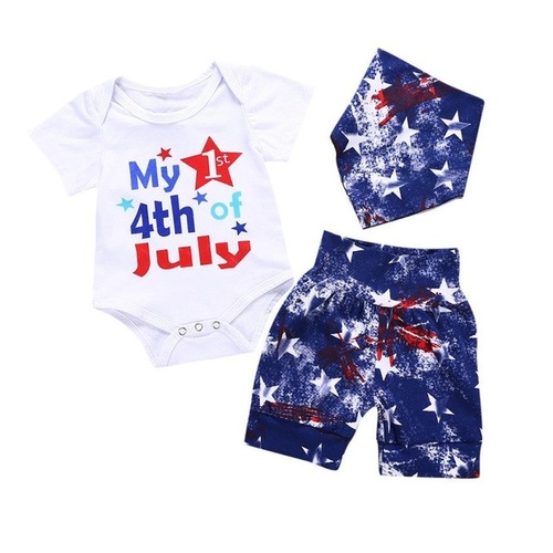 Girls Clothes Hot 4th Of July Letter Star Print
