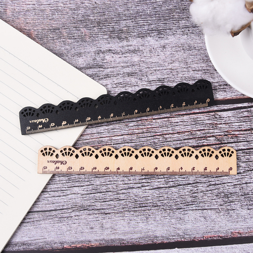 Cute Lace Brown Wood Ruler Sewing Ruler Korea