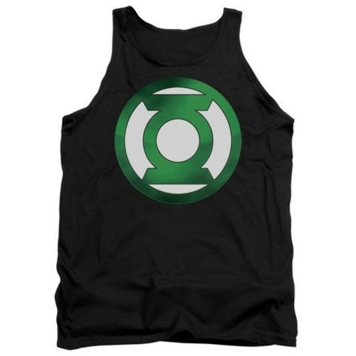 Trevco Green Lantern-Green Chrome Logo Adult Tank Top, Black - XL