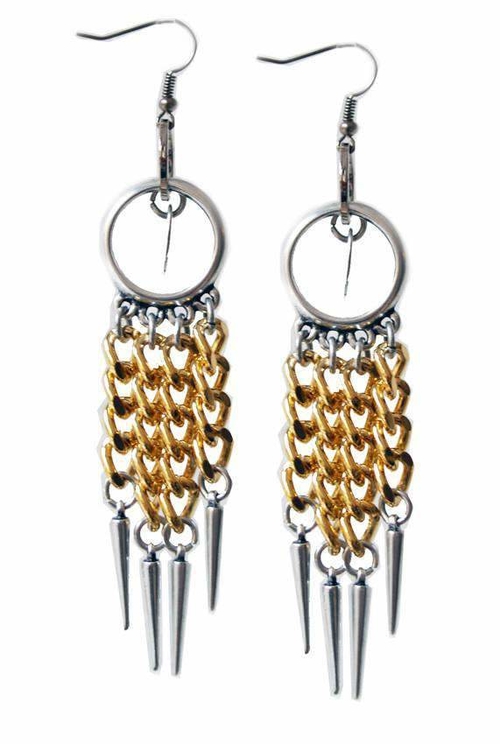 Silver Plated Chandelier earrings with studs and 18kt Gold Plated