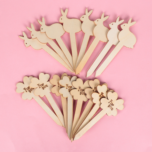 10pcs Rabbit Hollow Nature Wooden Scrapbooking Art